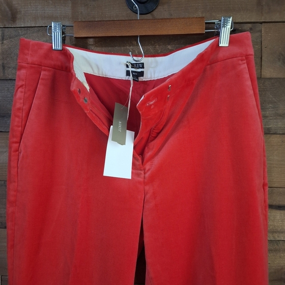 J.Crew Kate Red Velvet Pants 12T High Rise Striaght Leg NWT - Picture 8 of 11